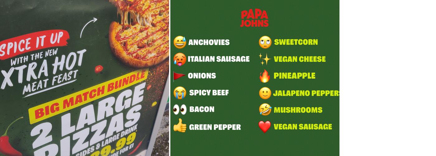 Papa Johns Pizza Menu