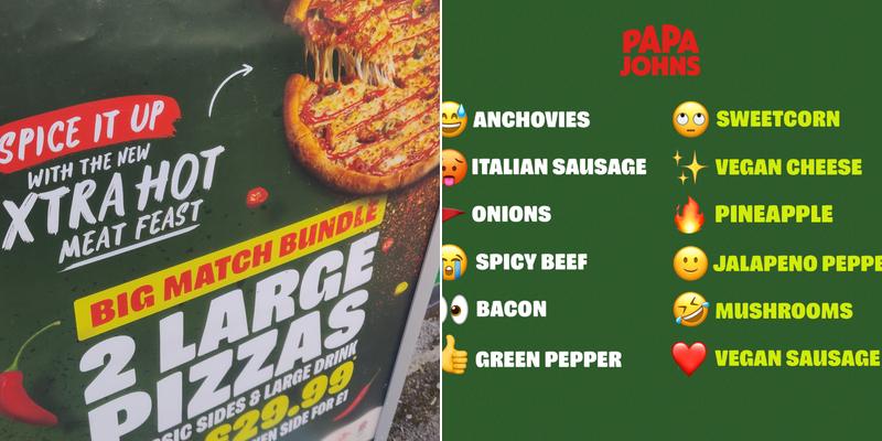 Papa Johns Pizza Menu