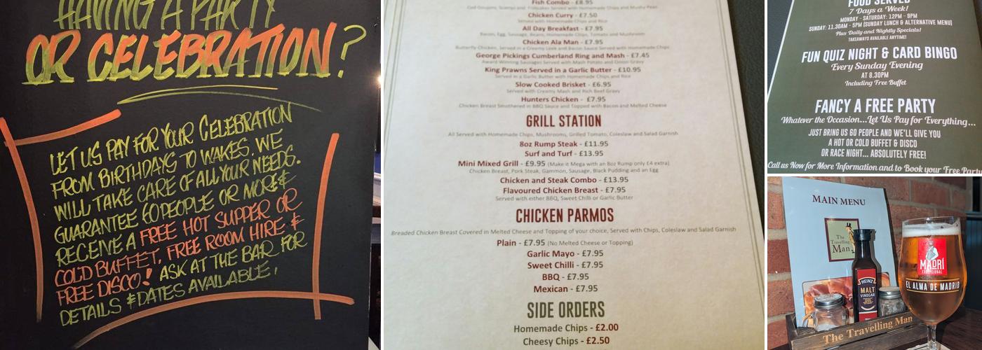 The Travelling Man Menu