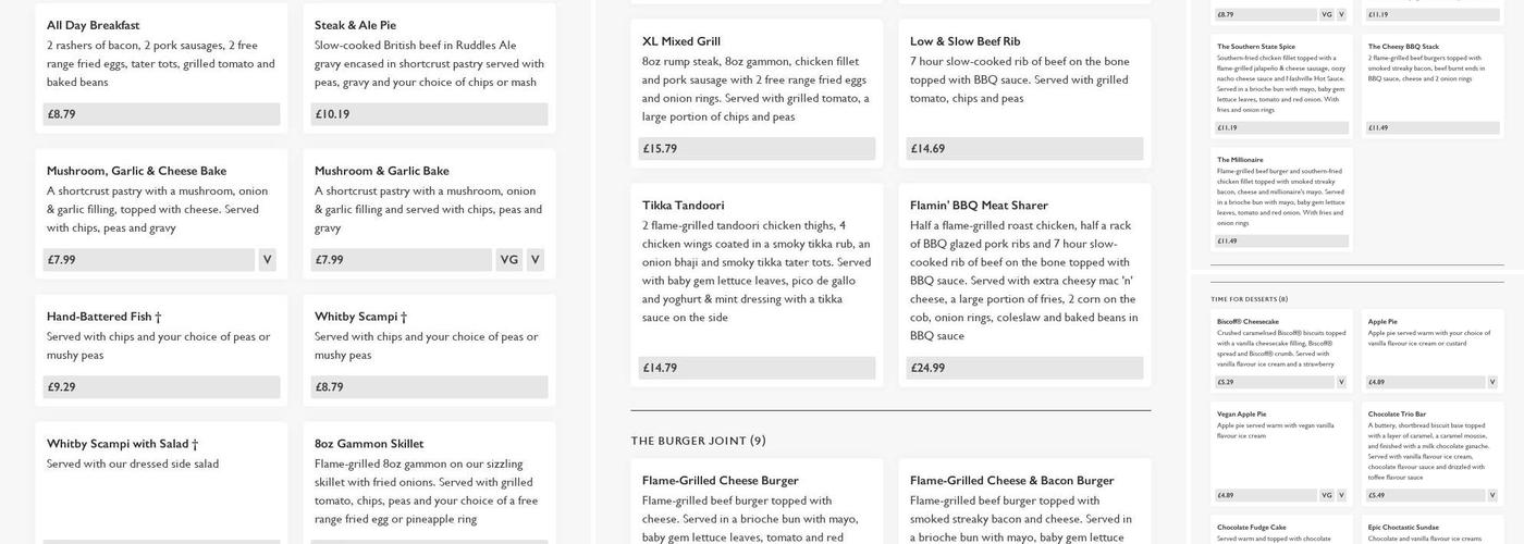 Prince of Wales Menu