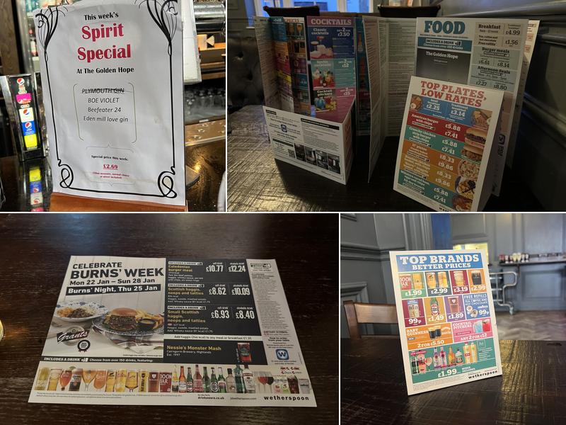 The Golden Hope Menu