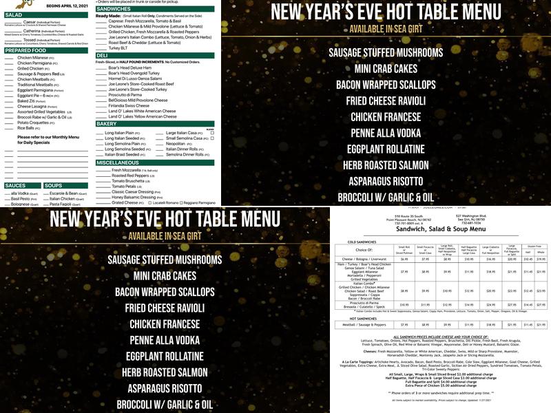 Joe Leone's Gastronomia Menu