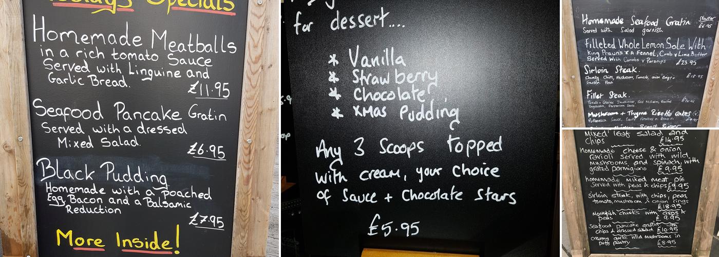 George & Dragon Menu