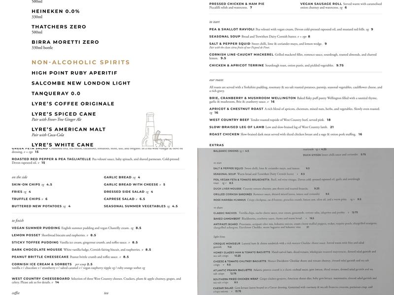 The Royal Castle Menu