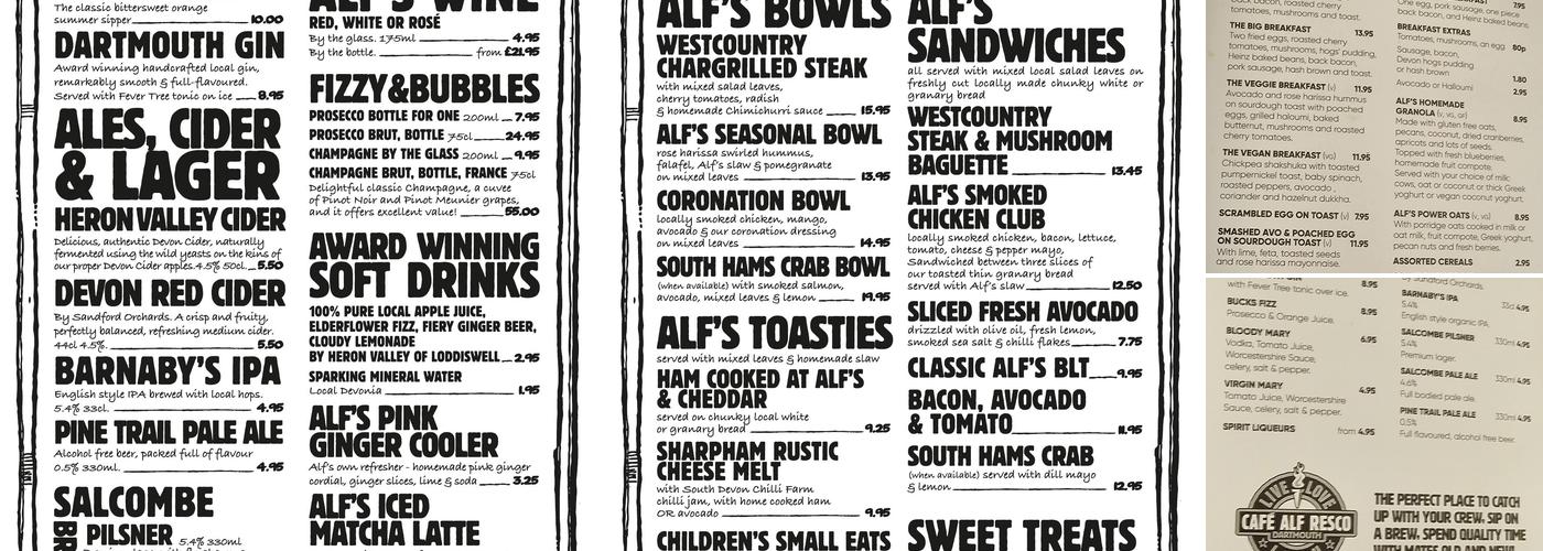 Cafe Alf Resco Menu