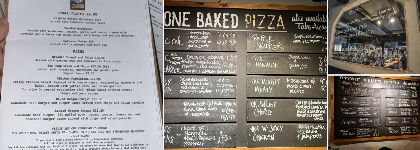 The Green Dragon Menu