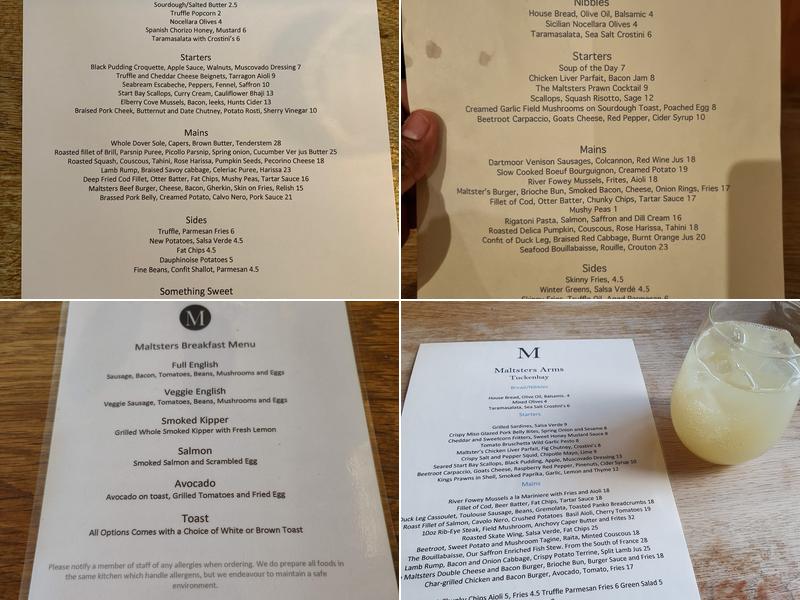 The Maltsters Arms Menu
