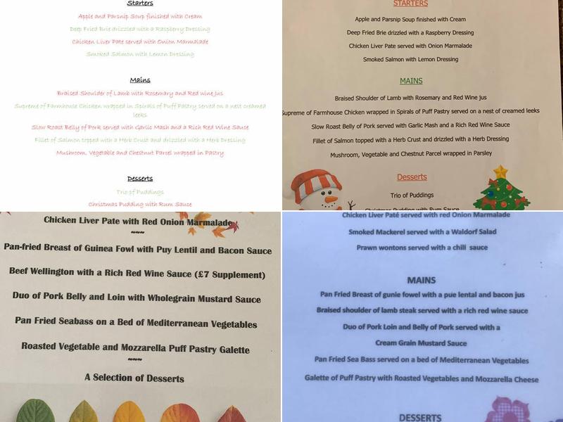 Cairney's Bistro Menu