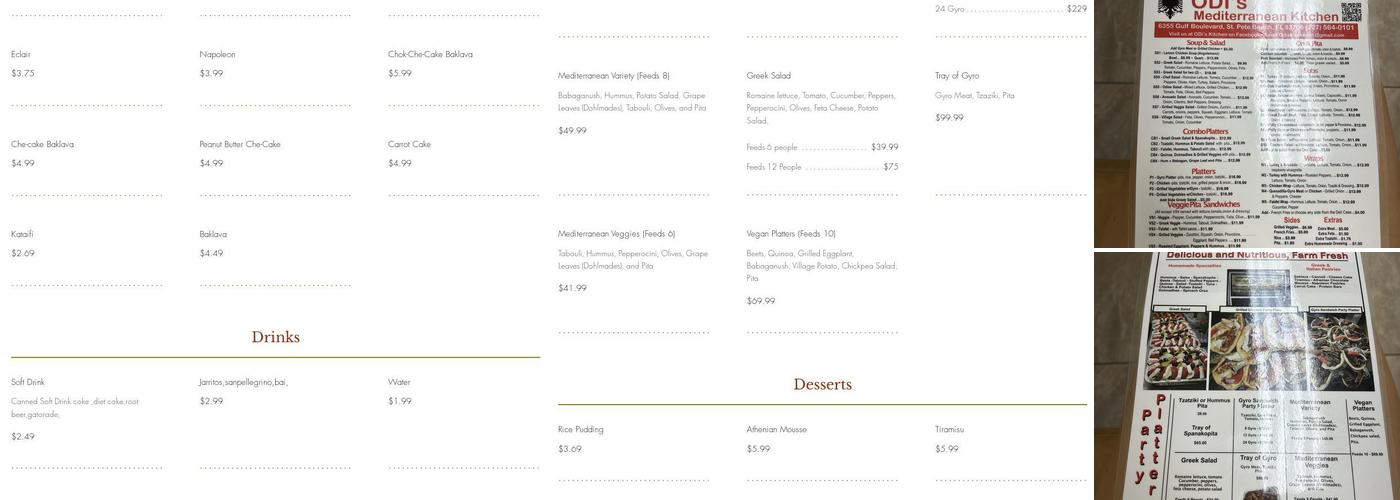 Odi’s Mediterranean Kitchen Menu