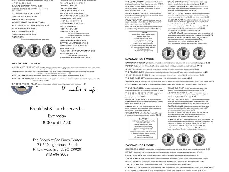 Lowcountry Produce Market & Cafe Menu