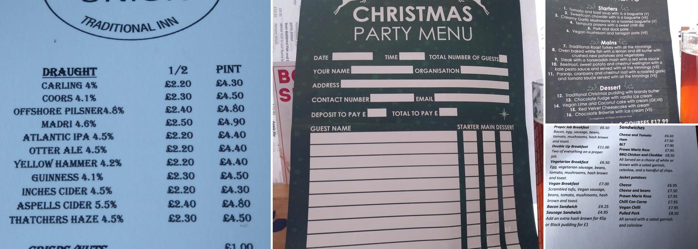 The Farmers Union Menu