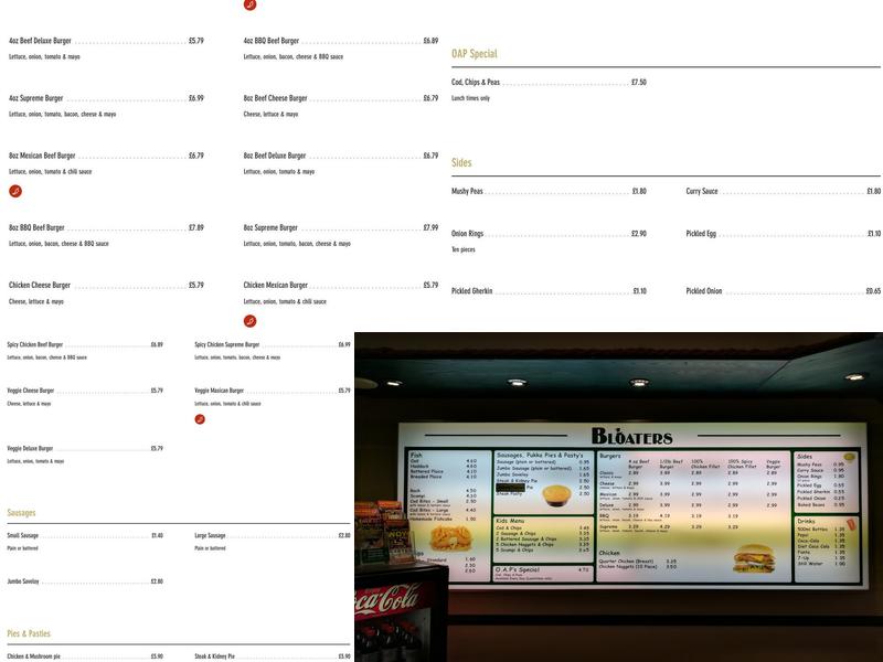 Bloaters Menu