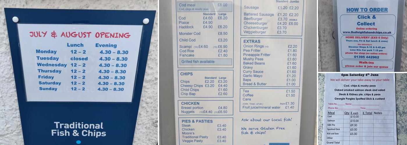 Budleigh Fish & Chips Menu
