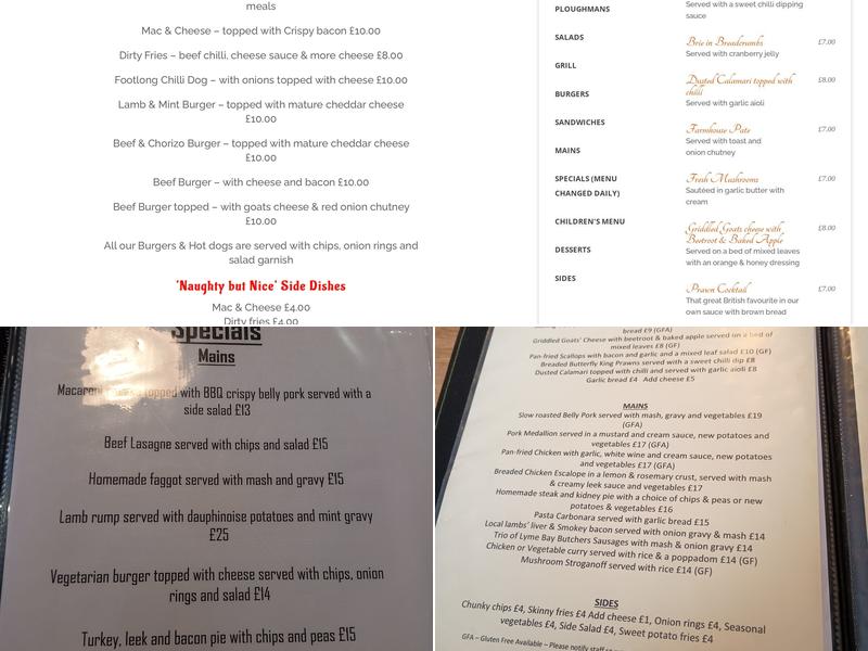 The Ship Inn Menu