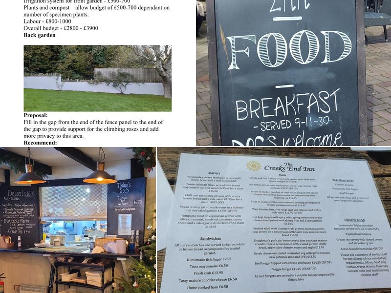 Creeks End Inn Bar & Restaurant Menu