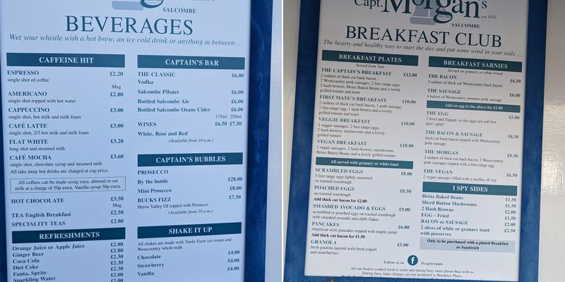 Captain Morgan's Menu