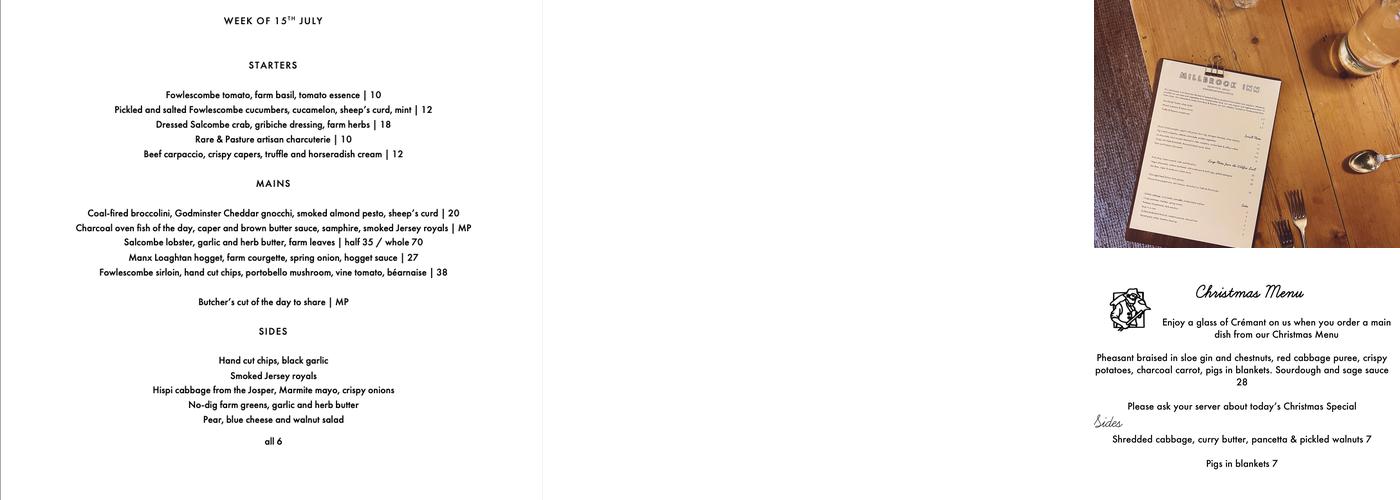 The Millbrook Inn Menu