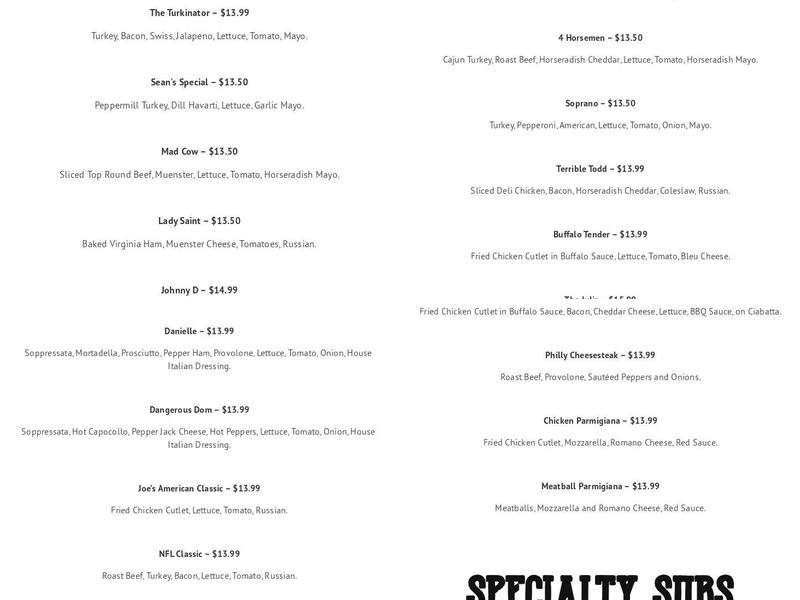 Genoa Importing Menu