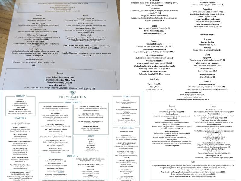 The Village Inn Menu