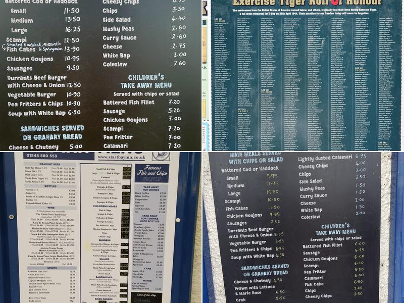 The Start Bay Inn Menu