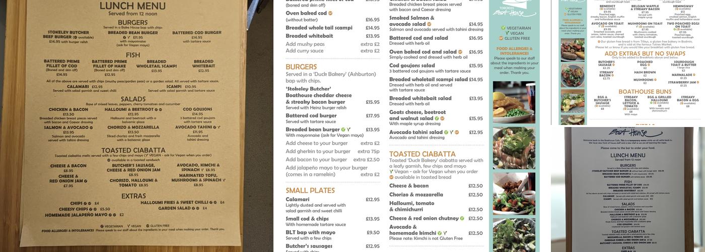 Torcross Boathouse licensed cafe and takeaway Menu