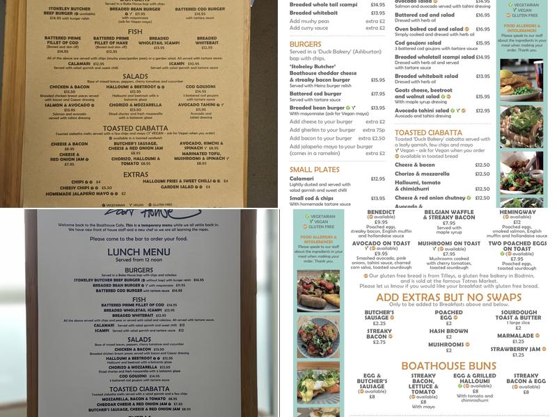 Torcross Boathouse licensed cafe and takeaway Menu