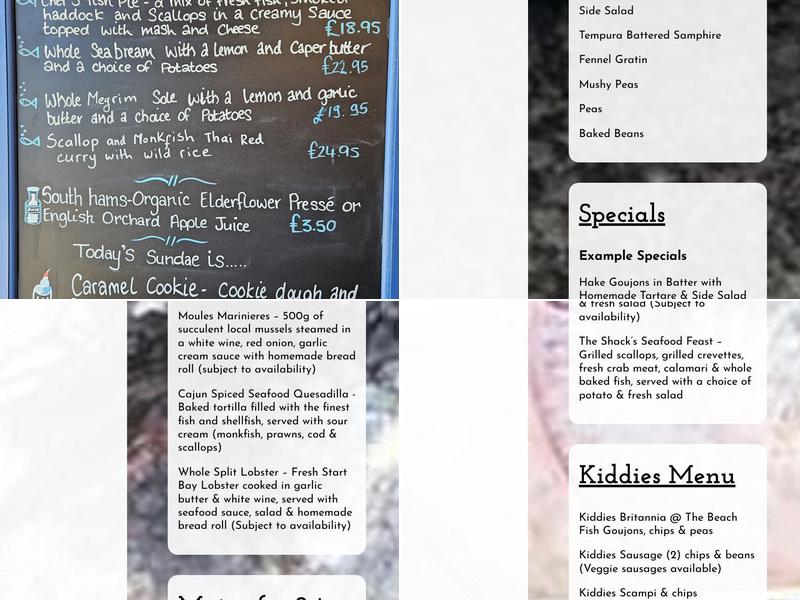 Britannia at The Beach Menu