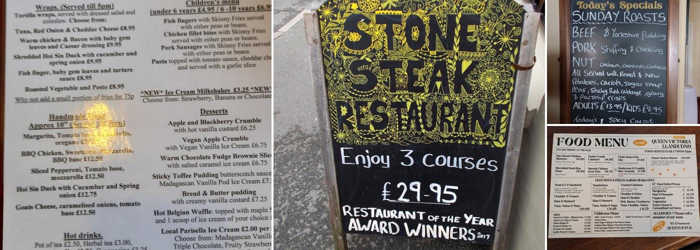 The Queen Victoria Bar and Restaurant Menu