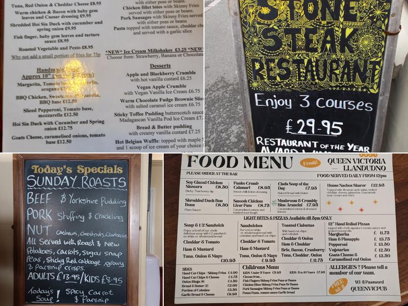 The Queen Victoria Bar and Restaurant Menu