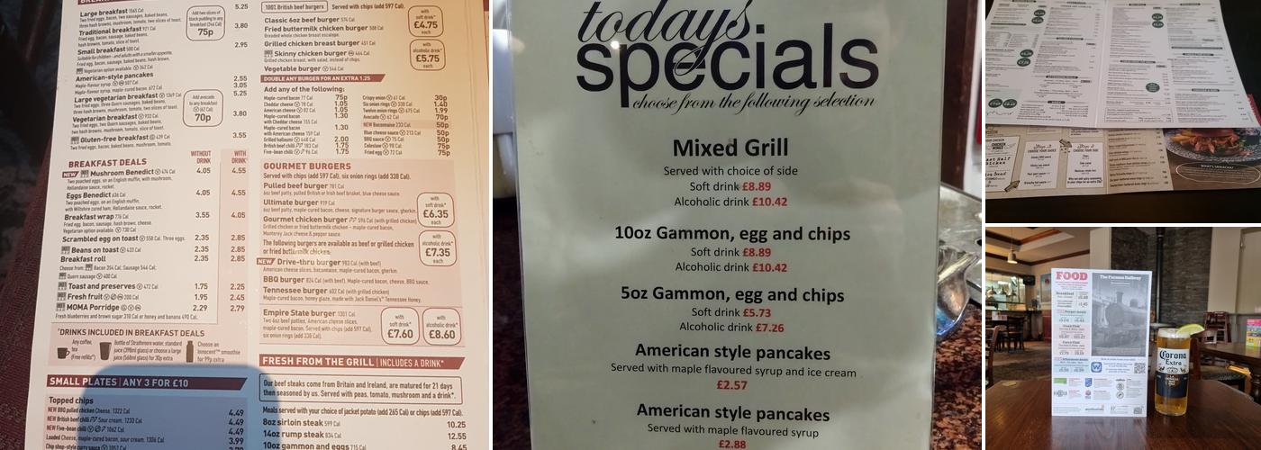 The Furness Railway - JD Wetherspoon Menu