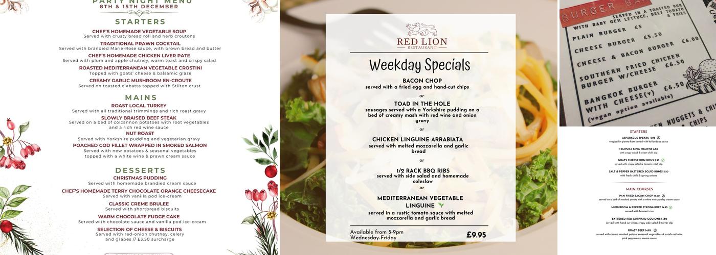 The Red Lion Penyffordd Menu