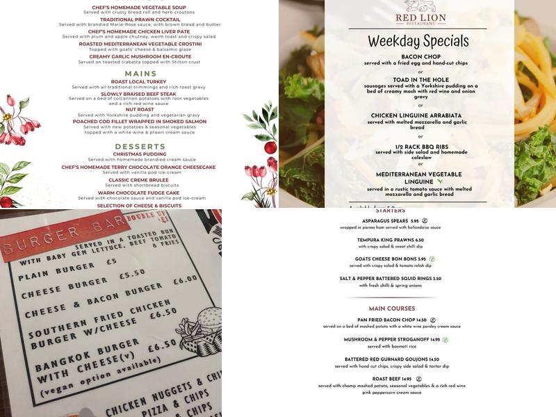 The Red Lion Penyffordd Menu