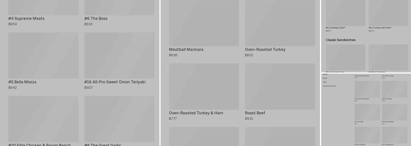 Subway (West Main) Menu