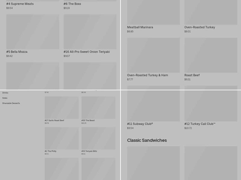 Subway (West Main) Menu