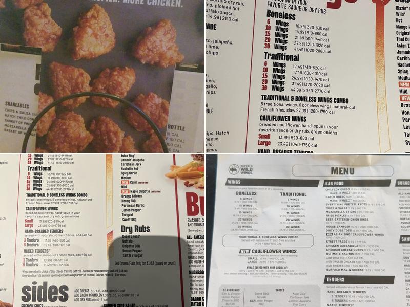 Buffalo Wild Wings Menu