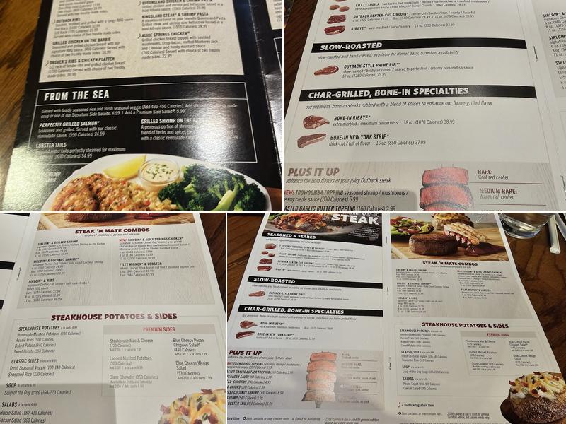 Outback Steakhouse Menu