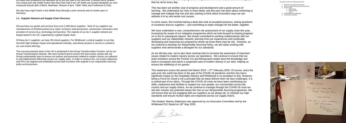 Premier Inn Truro hotel Menu