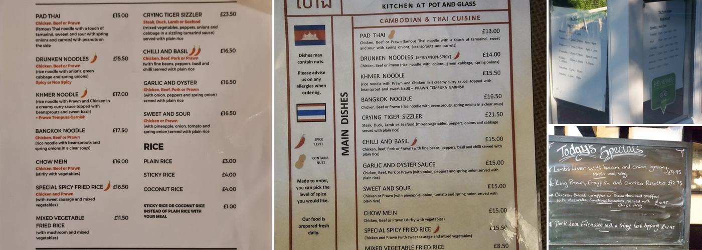 The Pot & Glass Menu