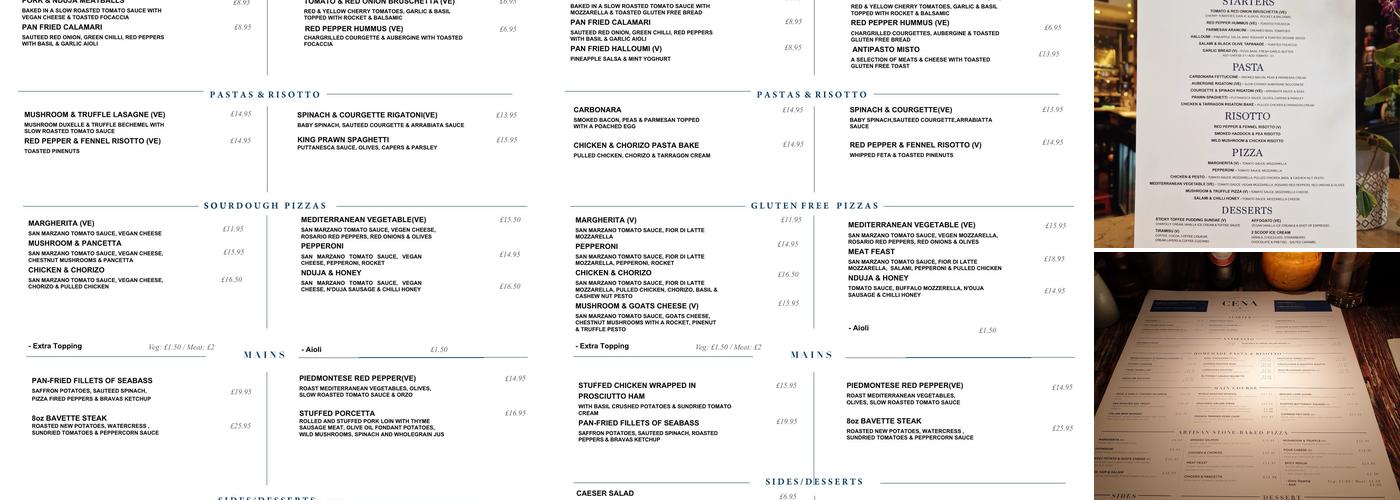 Cena Trattoria Menu