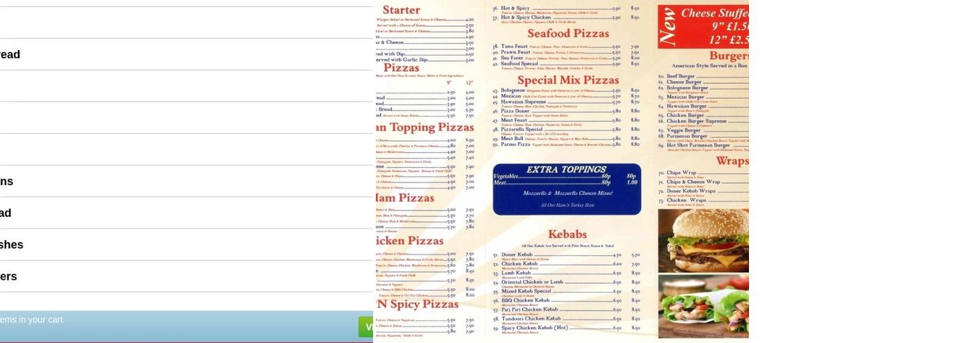 Pizzarella Menu