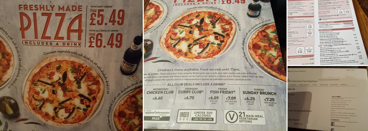 The Captain James Lang - JD Wetherspoon Menu