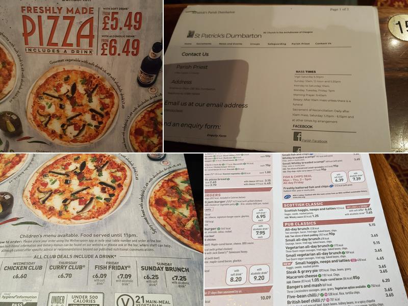 The Captain James Lang - JD Wetherspoon Menu