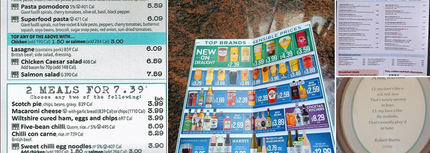 The Counting House - JD Wetherspoon Menu