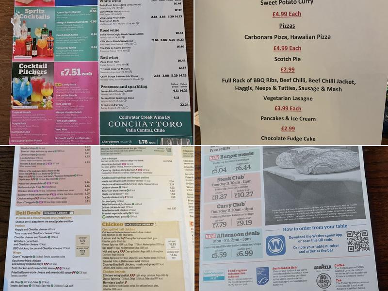 The Crossed Peels - JD Wetherspoon Menu