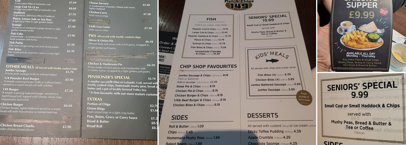 Fish & Chips At 149 Menu