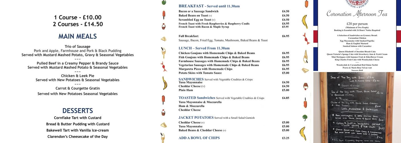Clarendon's Menu