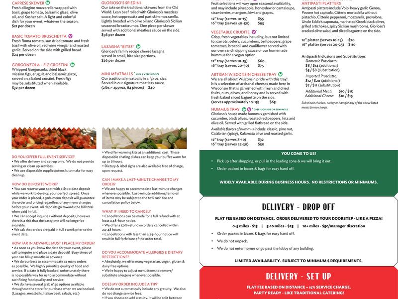 Glorioso's Italian Market Menu
