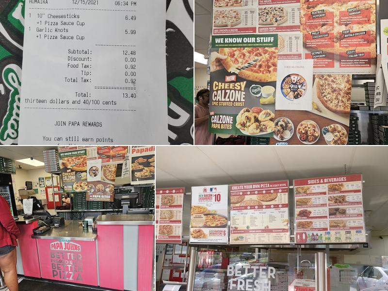 Papa Johns Pizza Menu