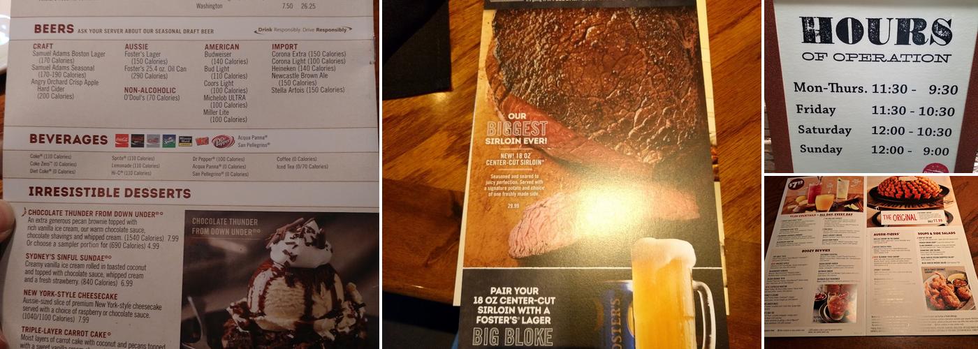Outback Steakhouse Menu