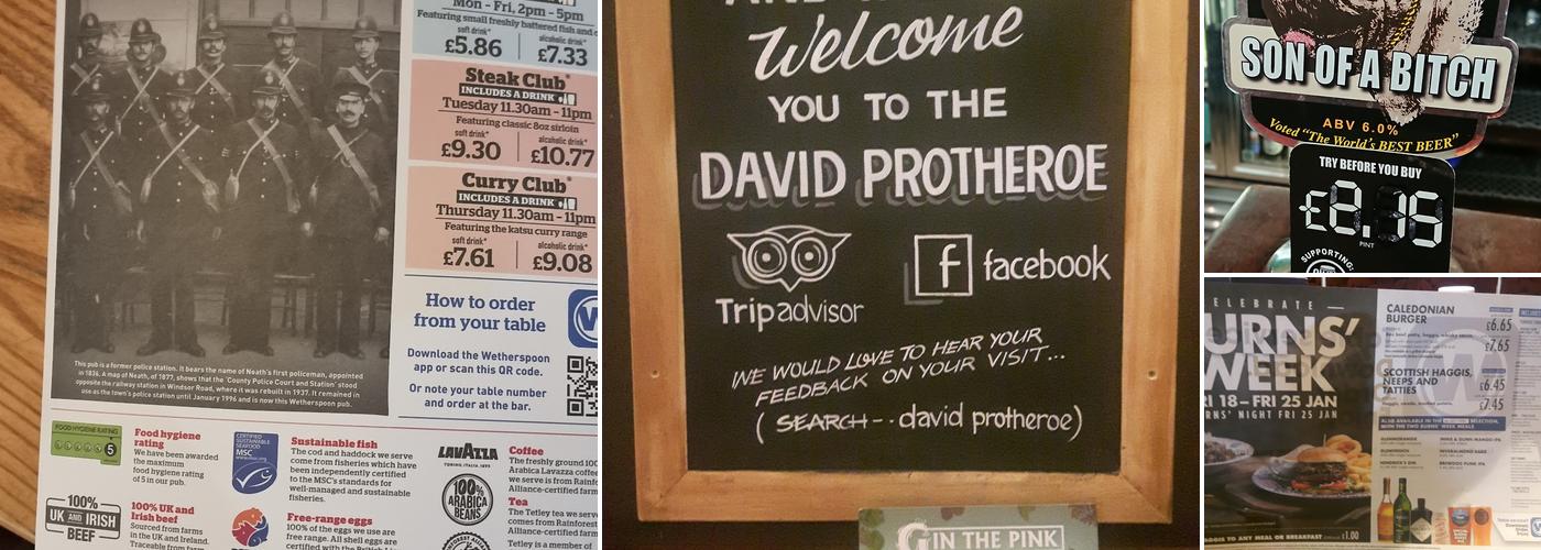 The David Protheroe - JD Wetherspoon Menu